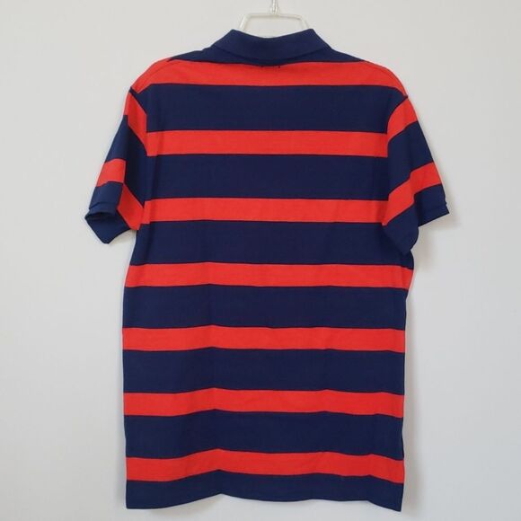 Ralph Lauren Polo Shirt Mens Large Wide Red Blue Stripe Golf Lime Pony Custom - Picture 4 of 7